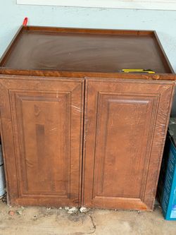 Wood Cabinet with Doors and Shelf