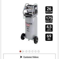 FORTRESS 26 Gallon, 175 PSI Ultra Quiet Oil-Free Vertical Shop/Auto Air Compressor