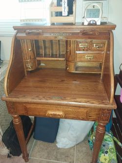 Oak Roll Top Secretary Desk