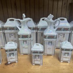 13 piece Antique Mipoco Lusterware Canister Set