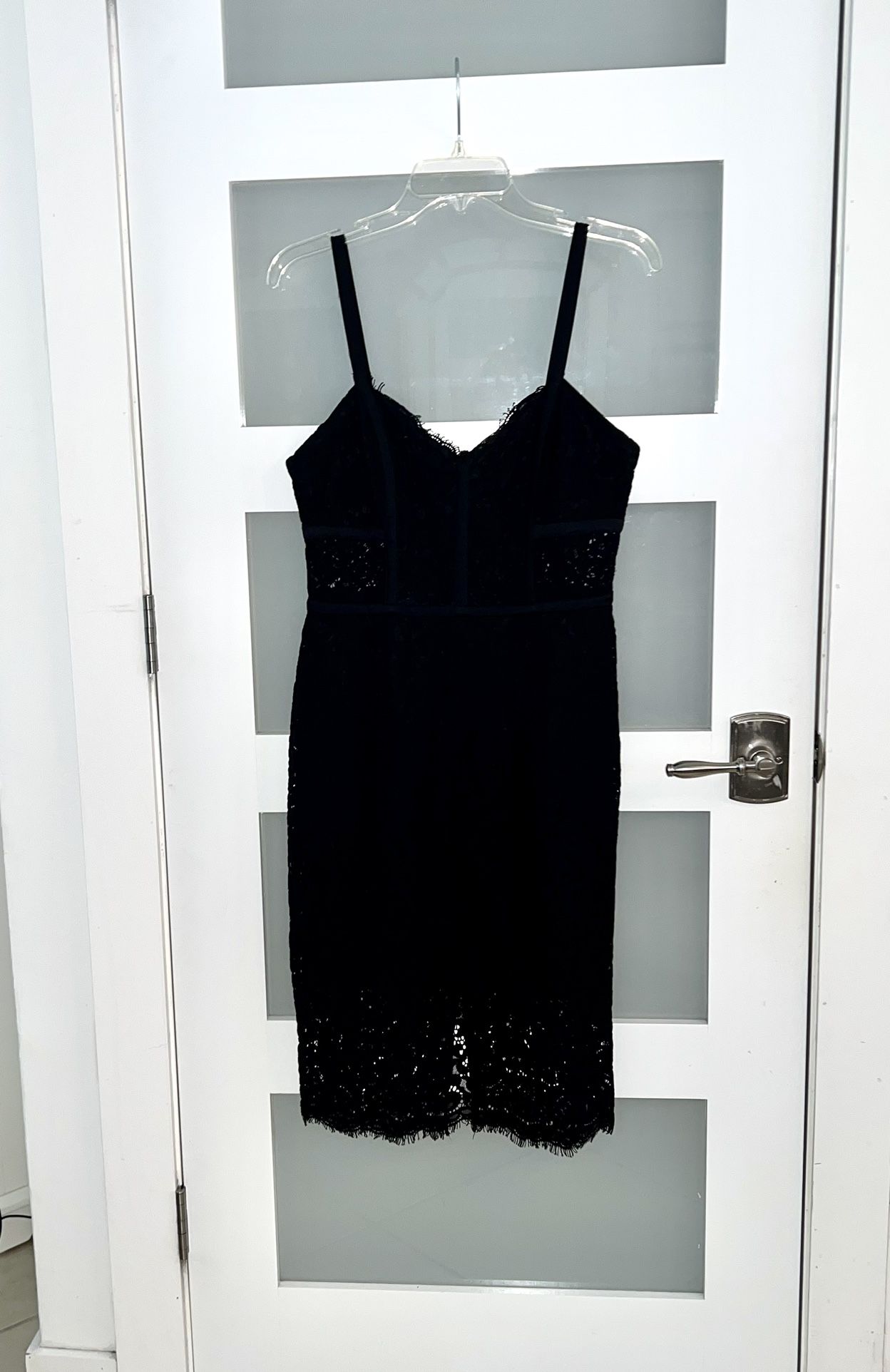 Express woman's black lace dress with straps size 8