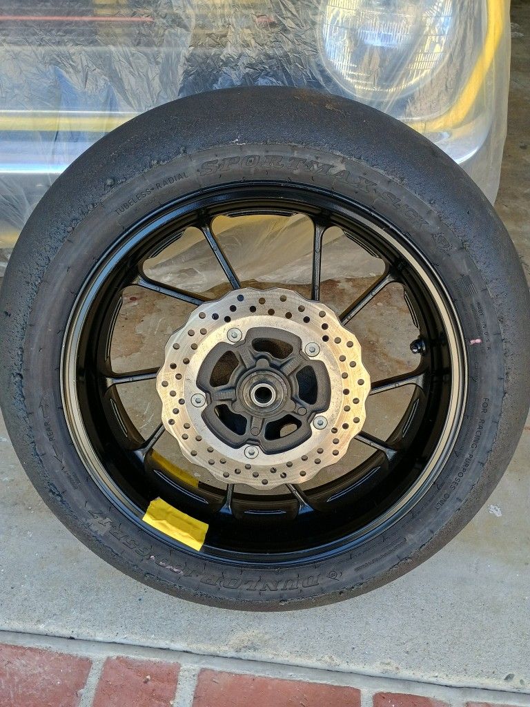 Yamaha YZF-R7 R7 MT-07 FZ-07 Rear Wheel MT07 FZ07 YZFR7 Galfer Rotor Dunlop Slick Tire Rim