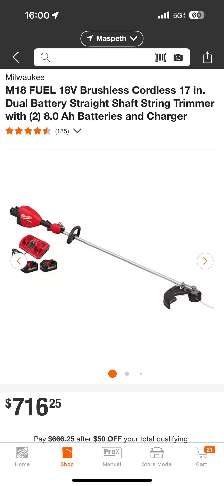 Milwaukee M18 Lawn trimmer with batteries and charger/ Recortadora de césped Milwaukee M18 con baterías y cargado
