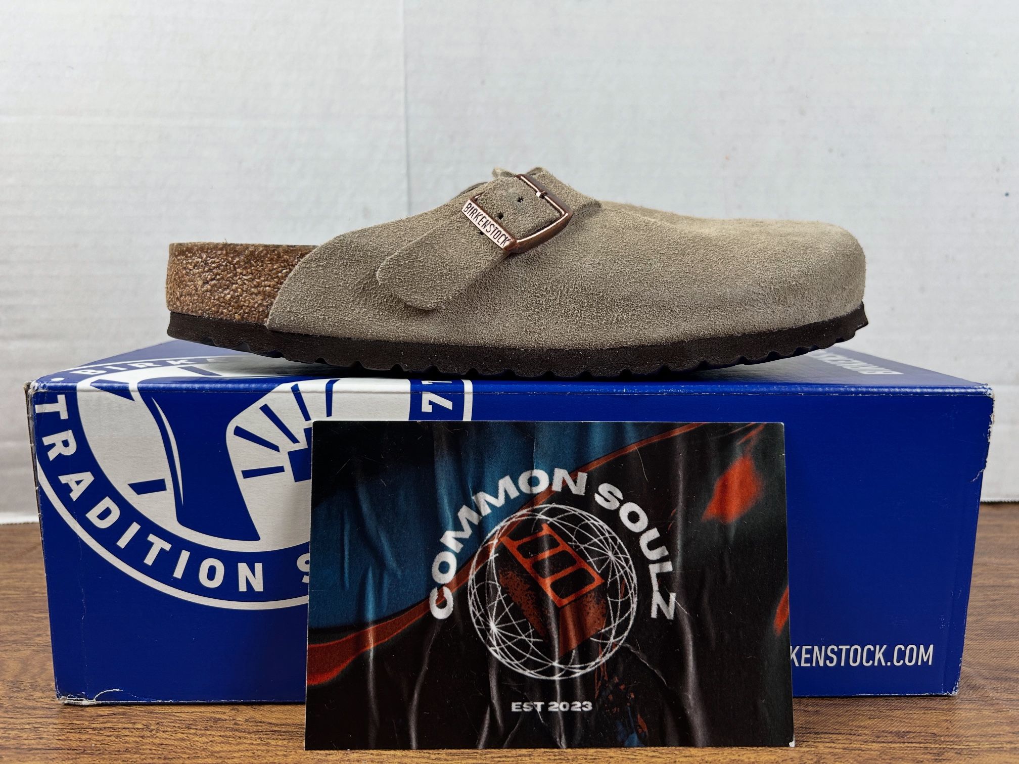 Birkenstock Boston Soft Footbed Suede Taupe 0560771 Size 40EU/7M/9W Brand New