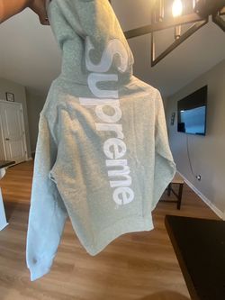 Supreme Hoodie Grey Large Logo Satin Applique