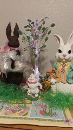 Easter Rabbits and lighted tree