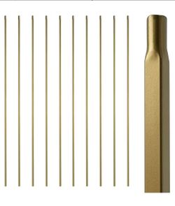 5455: New 10pk 44" Brass Gold Wrought Iron Plain Balusters for Staircase Interior, 1/2" Square Hollow Iron Spindles, Decorative Stair Railing, Pack of