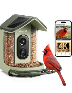 Solar Powered Smart Bird Feeder with Camera 2 Mini, 4K Live Stream 8MP Photos, AI Bird Species Identification, Slow-Motion Video, Outdoor Bird Watchin
