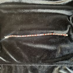 Sterling Silver Garnet Tennis Bracelet