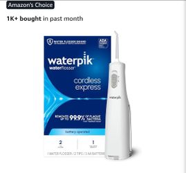 New Waterpik Cordless Express Water Flosser, Battery Operated & Portable for Travel & Home, ADA Accepted, Waterproof for Shower Use, White WF-02, Pack