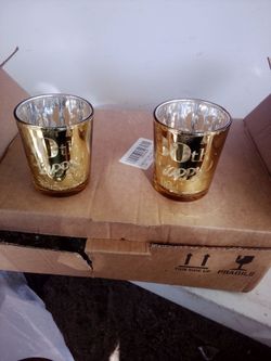 Happy 30th Birthday Gold Glass shots or candle Set of 12