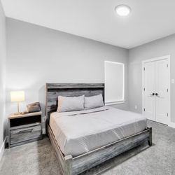 Queen Bed With Mattress And Night Stand 