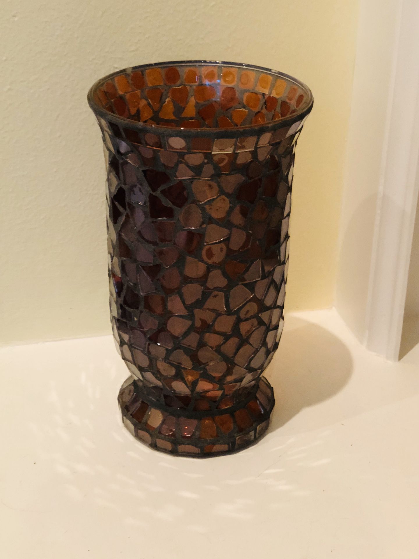 Large 10” mosaic glass vase/candle holder