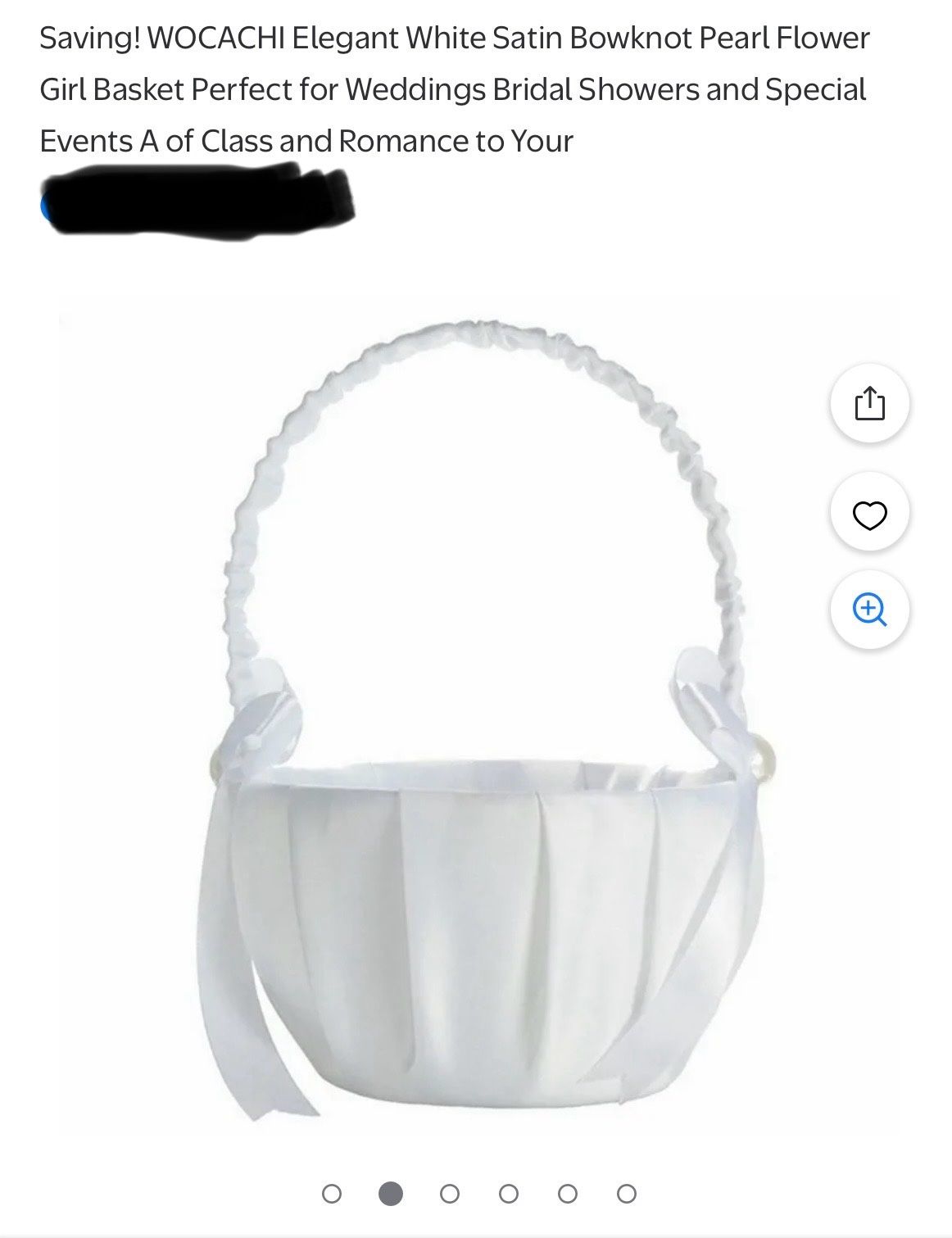 White Satin Bowknot Pearl Flower Girl Basket