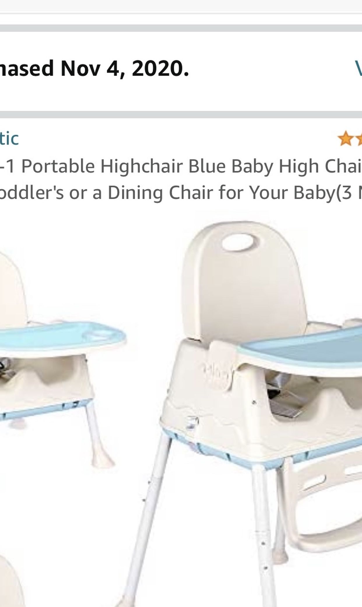Baby High Chair, Unboxed, Brand New