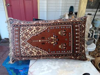 Huge 48" Antique Afghan Prayer Rug Pillow 