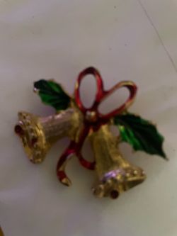 Vintage. $4.Gold tone Christmas bell