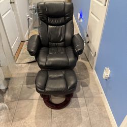 Black Leather Recliner With Ottoman