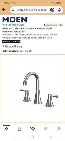 2-Handle Widespread Bathroom Faucet. BN
Bathroom sink faucet, widespread 2-handle design, valve included, spot resist finish, modern style
BOX IS DAMA