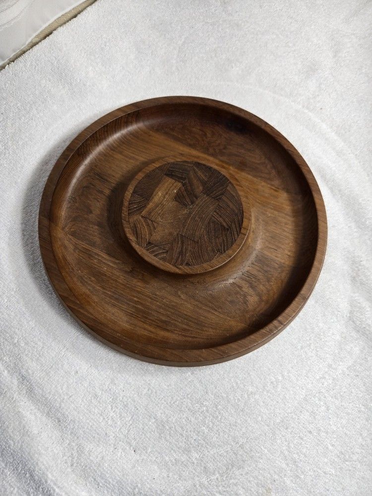 Vintage Dansk Designs Wood Chip & Dip Tray / Serving Platter
