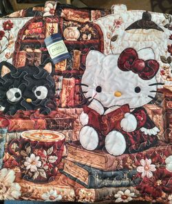 Hello Kitty and chocolate cat quilted design tote bags $25 large