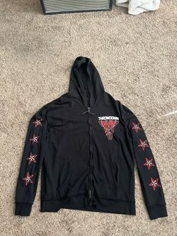 Vintage rare y2k hoodie throwdown by affliction black and red hoodie  Size xl