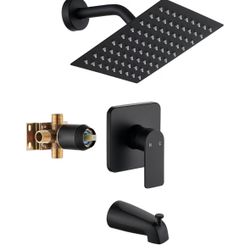 🚿🔥 NEW Matte Black Tub & Shower Faucet Set w/ 8” Rainfall Head – COMPLETE KIT – $49.99 TODAY 🔥🚿