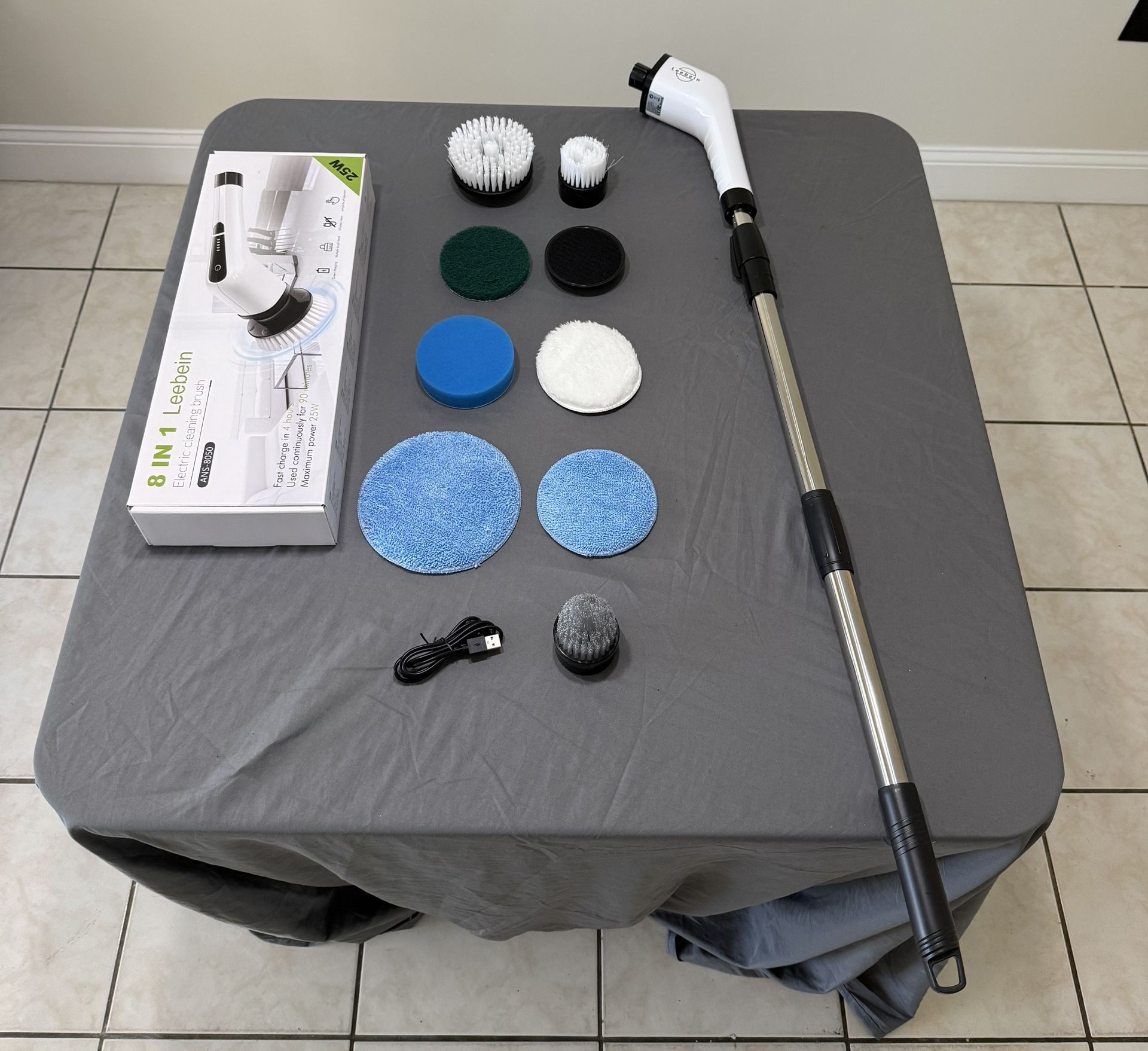 🧼🔋 Leebein 8-in-1 Electric Spin Scrubber – Like New!