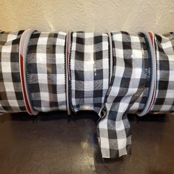 Checkered, Black And White Wired Ribbon