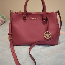 Brand New Michael Kors - Satchel, Color  Red/ Pink  ,long Strap Use Messenger Bag,  Brand New Bag. Includes Storage Bag