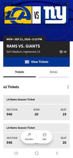 Rams VS Giants (home opener) MNF