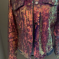 sequin jean jacket 