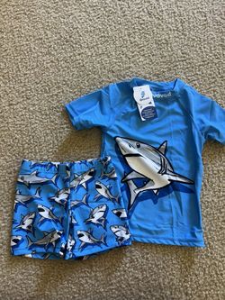 Shark Rash Guard And Trunks 