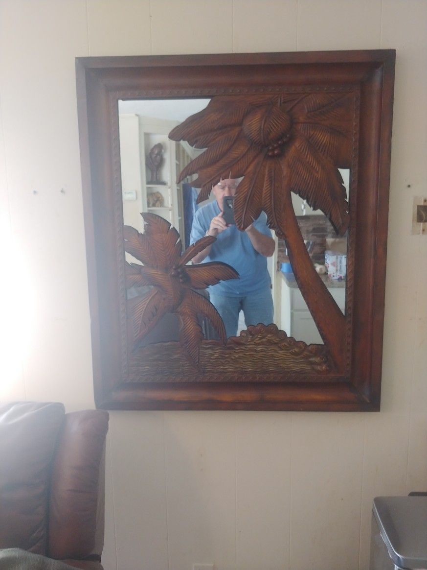 Palm. Tree Metal For Wall With Mirror 