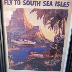 Pan American POSTER, Fly To South Isles