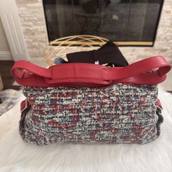 Preloved Chanel Red Clover Tweed Shoulder Bag