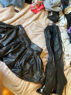 Cute leather skirt and boots