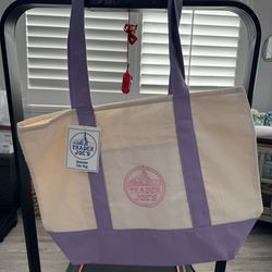 Trader Joe's Purple Reusable Tote Bag New With Tag