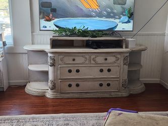 Farmhouse Cottage Vintage Sideboard Hutch  Cabinet