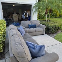 Gray Studded Sofa & Loveseat - FREE DELIVERY 