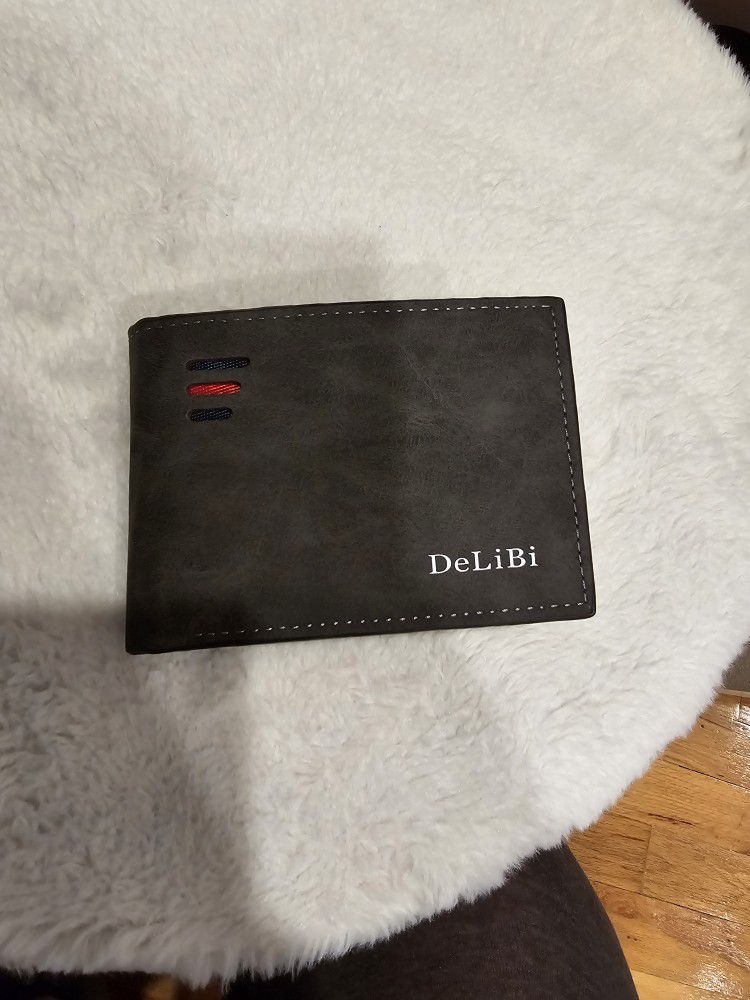 New Wallet! Faux Leather! Dark Grey Color