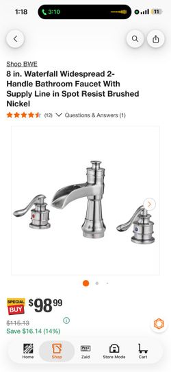 BWE 8 in. Waterfall Widespread 2-Handle Bathroom Faucet