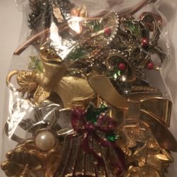 Vintage Bag Of Brooches