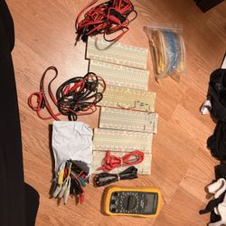 Bundle Bread Board, Multimeter, Oscilloscope Probes And Resistors