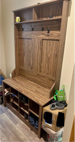 Hall Tree from Wayfair with Coat/Bag Hooks and Shoe Cubbies