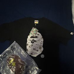 🔥 Brand New BAPE Black & Grey Camo Tee – Size M – Streetwear Essential