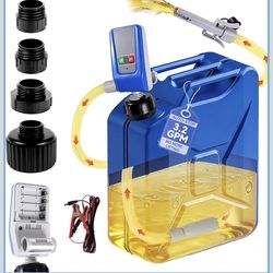 Fuel Transfer Pump with Auto-Stop, 3.2 Gallon per Min, 4 Size Adapters Gas Can Pump with Leak Protection for Gasoline, Diesel, Kerosene, Gifts for Men