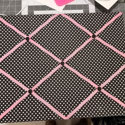 Pink & Black Polka Dot Ribbon Memo Board / Photo Display 🎀