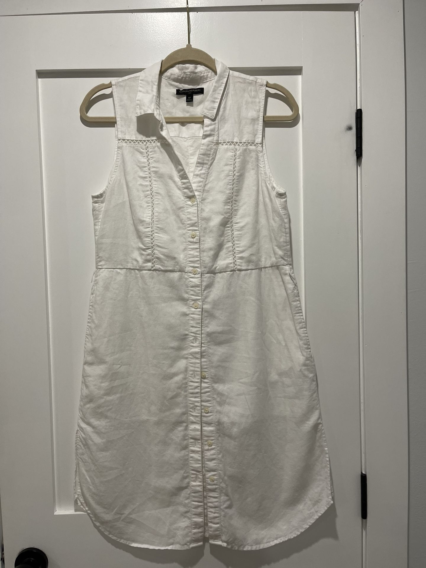 Womens Banana republic White Linen Shirt Dress Size 6