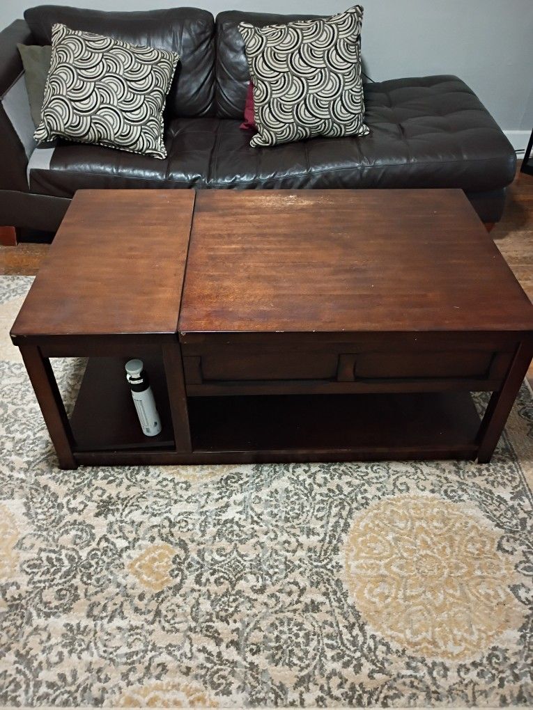 Couch and Wood Table
